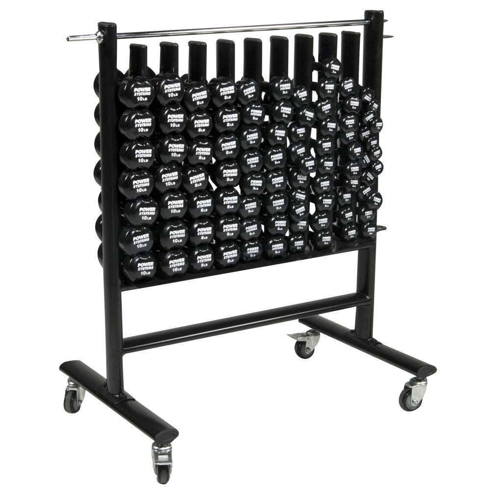Neoprene-Vinyl Dumbbell Storage Rack with Casters J8815