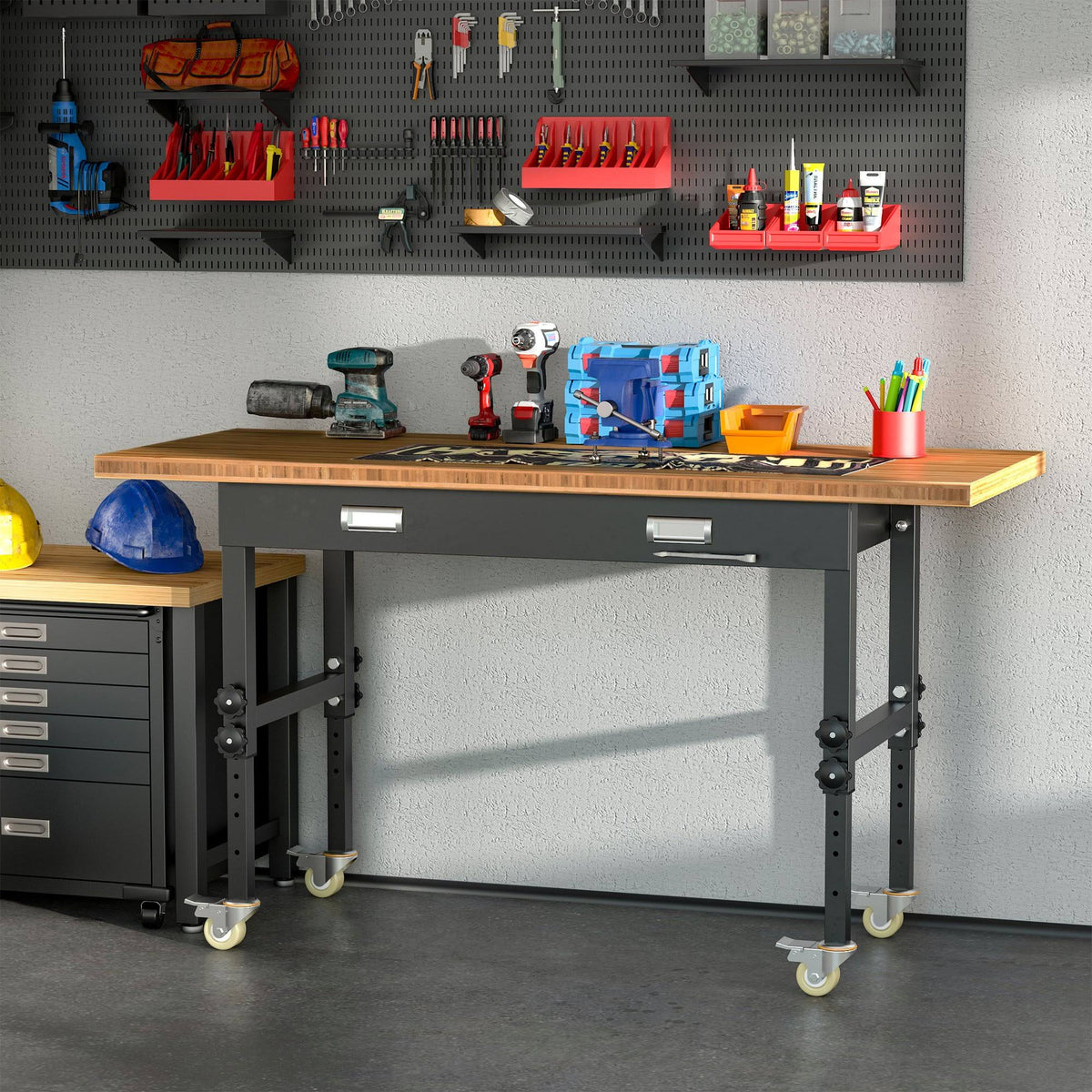 Mobile Workbench with Four Lockable Casters J6068