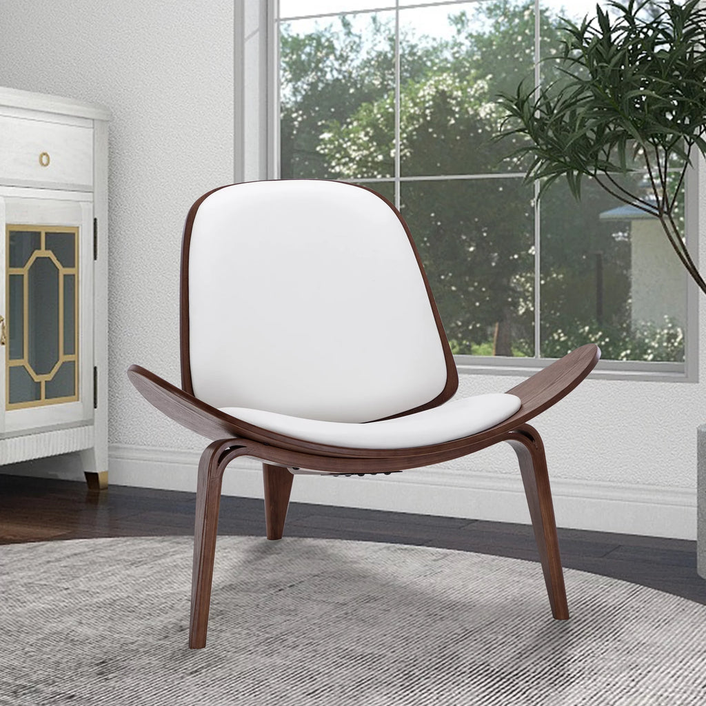 White Faux Leather Armless Accent Chair L3092