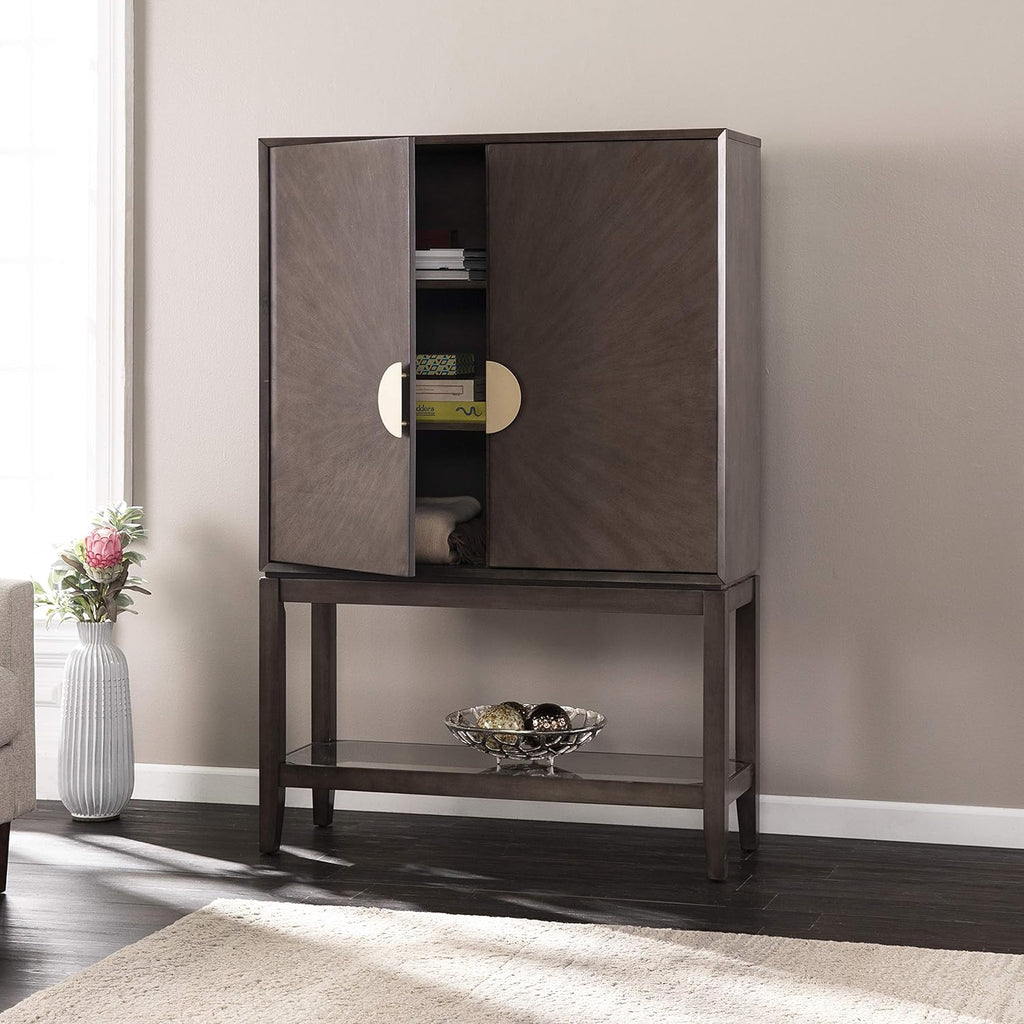 Gray Storage Hutch Bar Cabinet V637