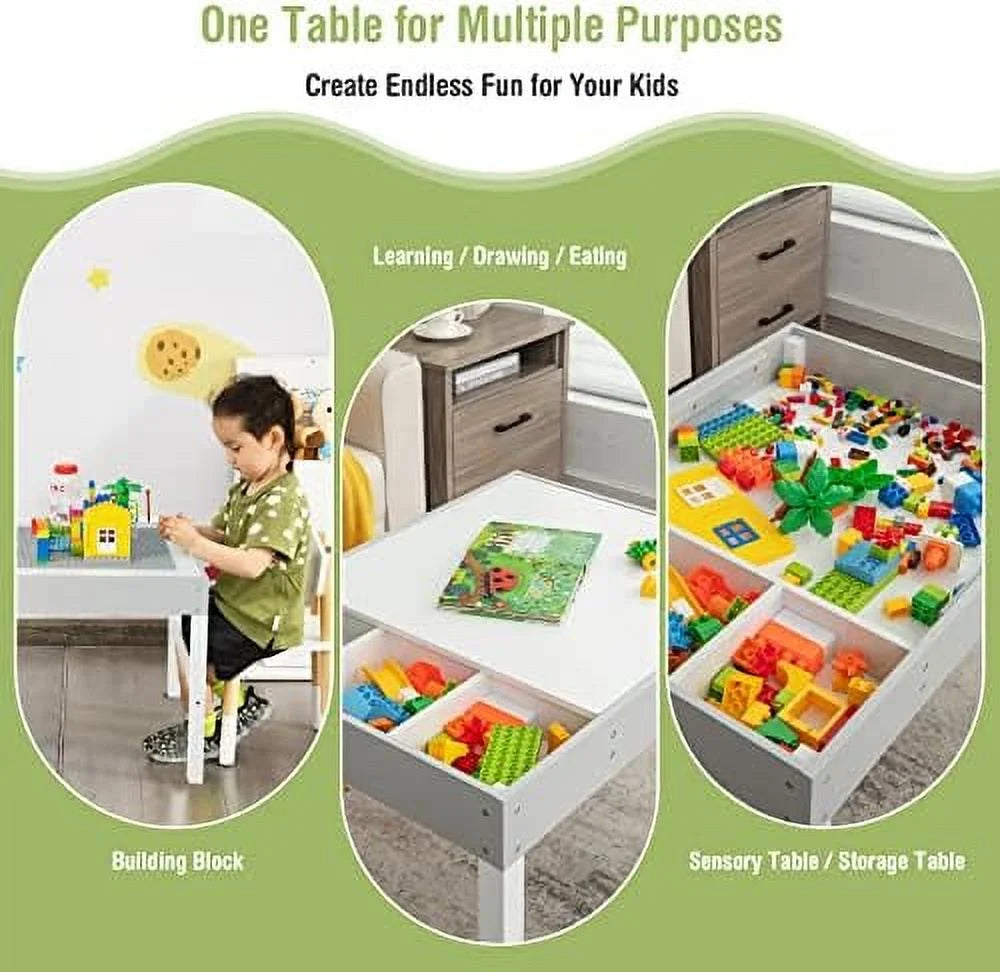 2 in 1 Toddler Wooden Activity Table with Paper Roll White T4880