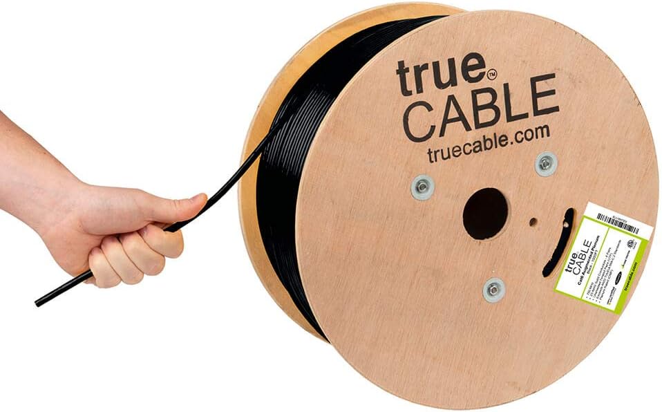 1000ft Black 23AWG 4 Pair Solid Bare Copper Bulk Ethernet Cable X12793