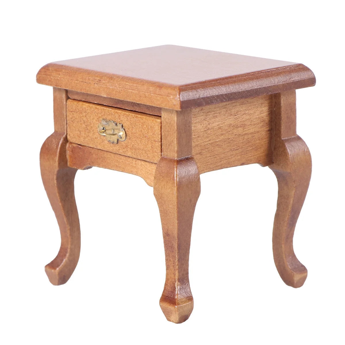 1:12 Walnut Color Wooden Bedside Table Miniature Furniture F2612