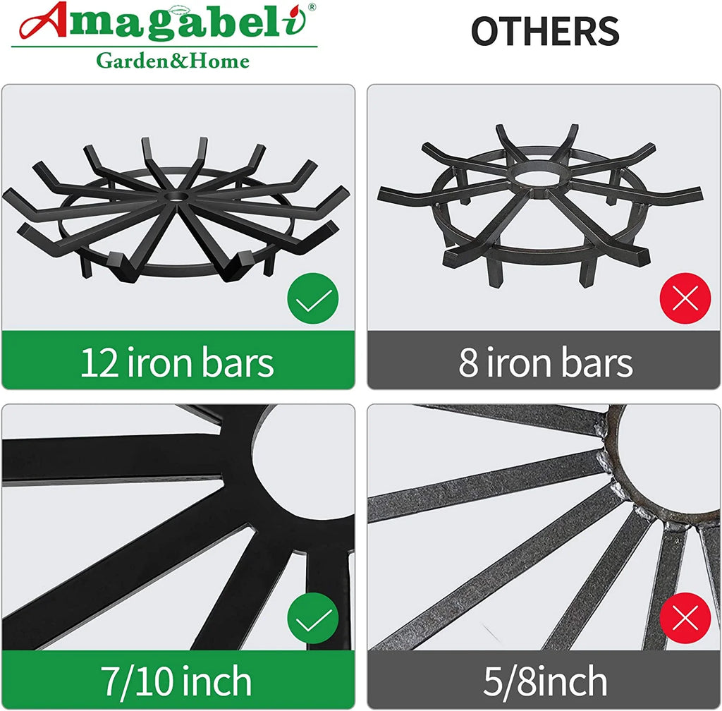 24in Wrought Iron Fire Grate Heavy Duty Black Fireplace Stove Burning Rack Holder 4Legs R981