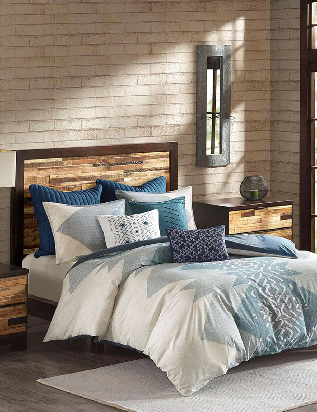 3 Piece Duvet Cover Mini Set Blue Full/Queen L55682