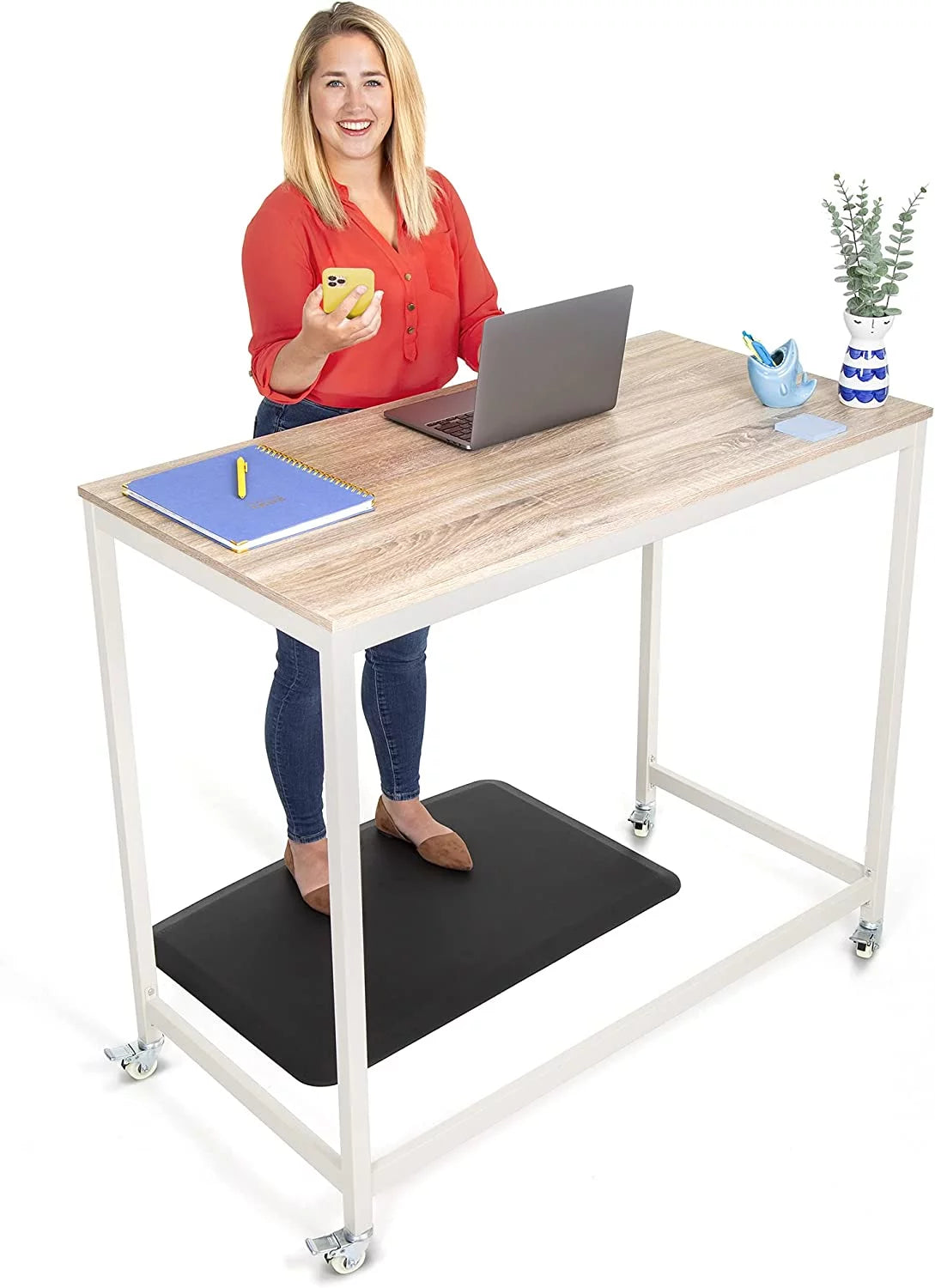 47" Mobile Workstation Table Black Maple D721