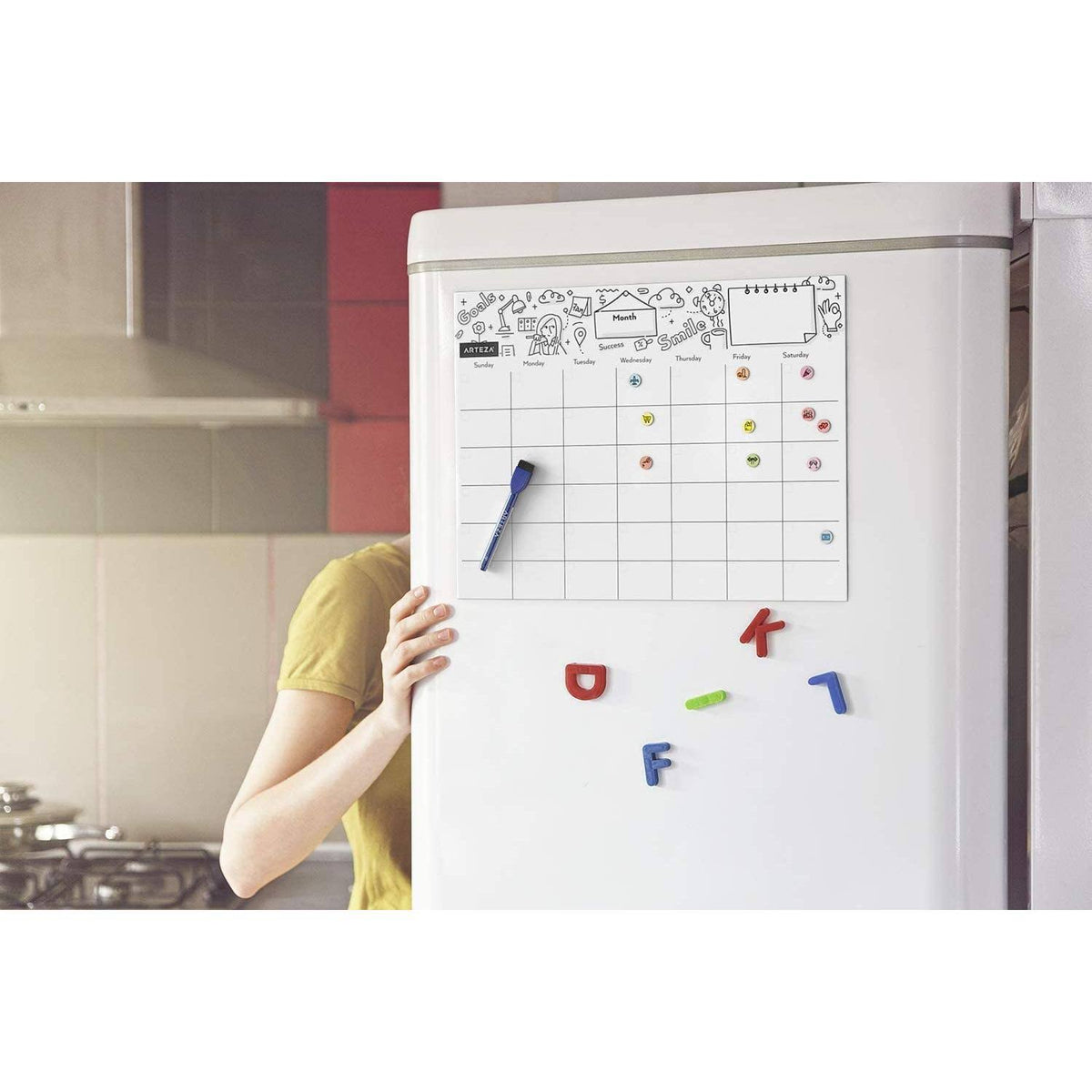 Magnetic Monthly Calendar Set, Dry Erase, White I486283