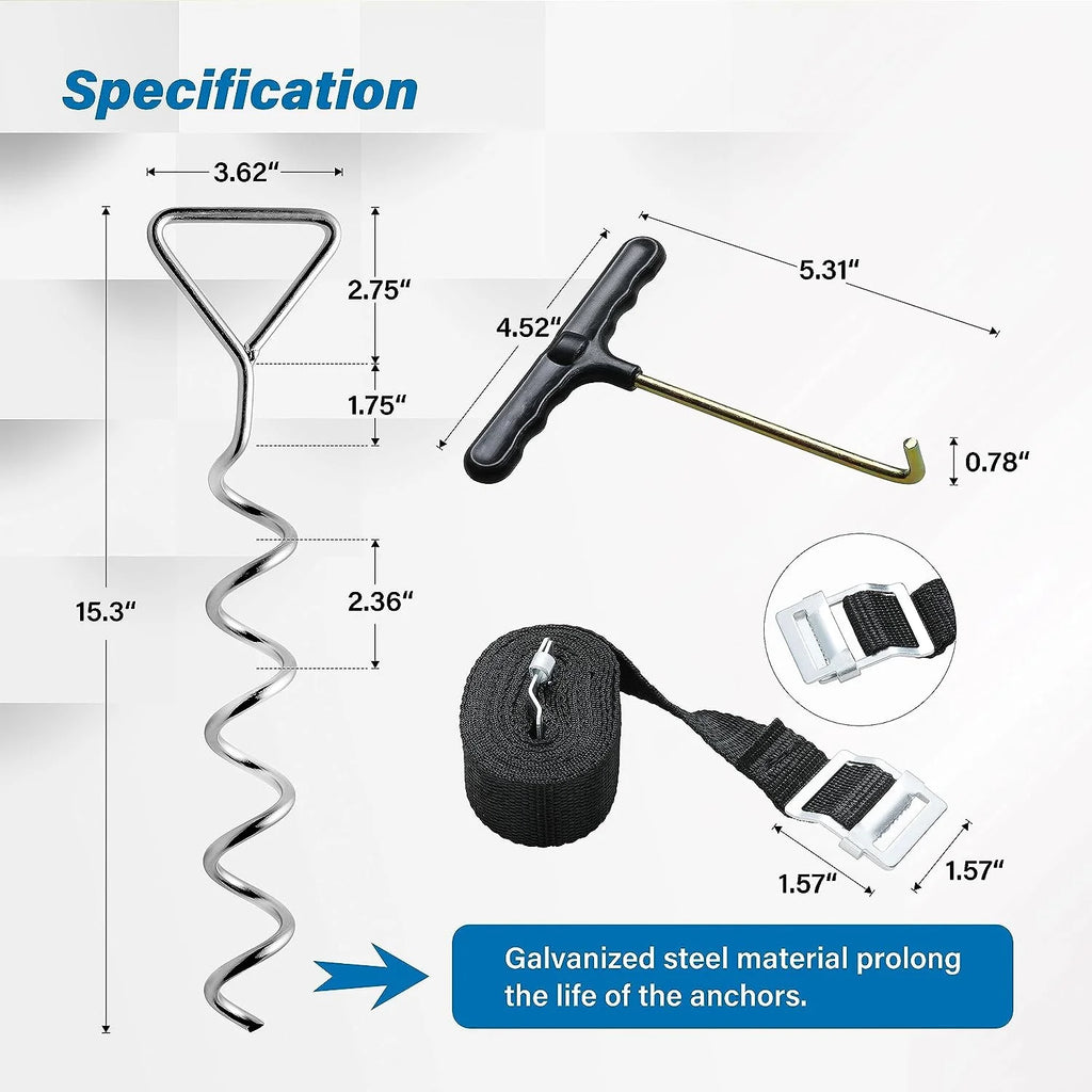 Corkscrew Shape Steel Stakes Anchor Kit with T Hook Y4897