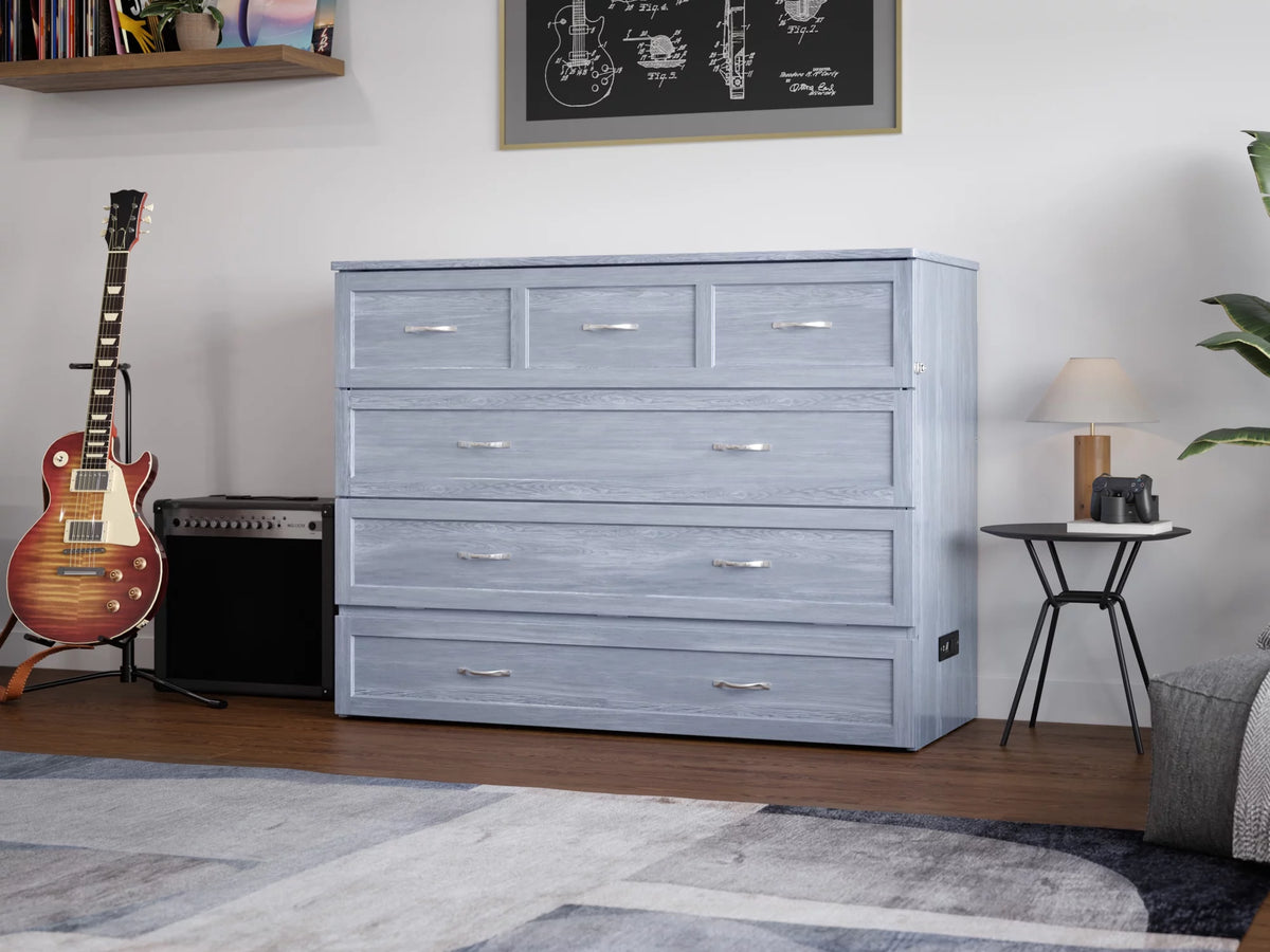 Solid Wood Murphy Bed Chest with Mattress R29068
