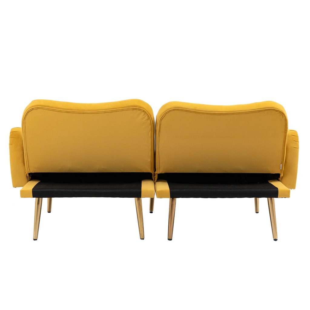 Velvet Loveseat Sofa with 2 Bolster Pillows D439