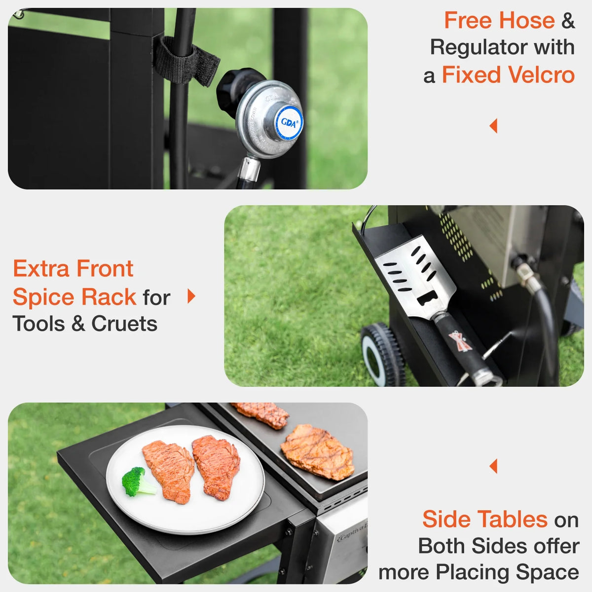 2-Burner Propane Grill and Griddle Cooking Station with Side Shelves Black X4295