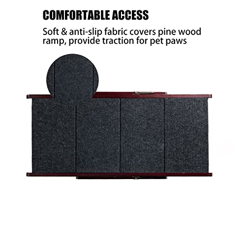 Wooden Pet Stairs Foldable Stairs & Ramp Portable Dog Ladder (Brown) X881966