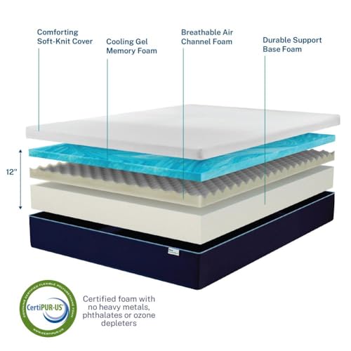 12 Inch Cooling Gel Memory Foam Queen Size Mattress W2330