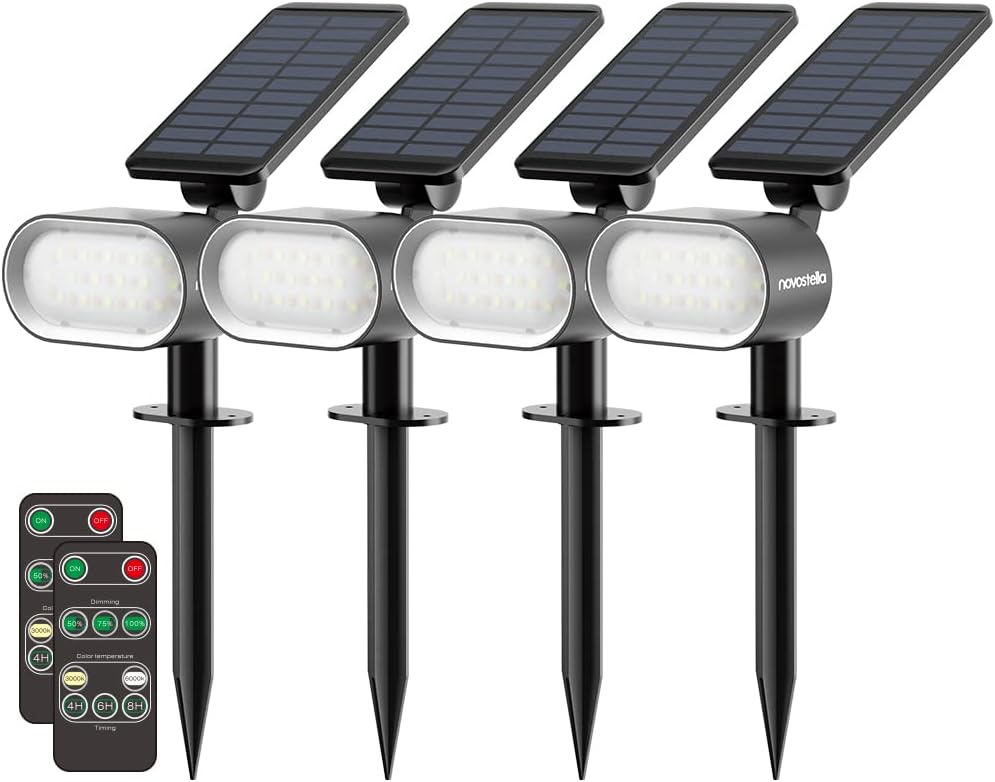 4 Pack Solar Landscape Spotlights, Warm&Cool White, IP65 Waterproof X518