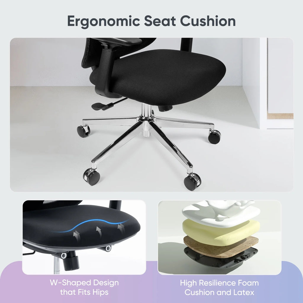 Black Ergonomic High Back Office Chair with Lumbar Support U177965
