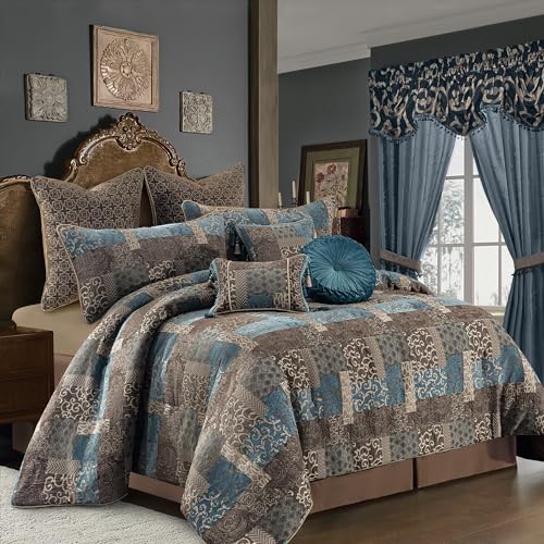 9-Piece King Jacquard Comforter Set with Euro Shams, Bedskirt, Decorative Pillow W450
