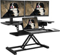 Motorized Standing Desk Converter 36" Wide Electric Stand up Desk Riser Black Height Adjustable Desk Y19128