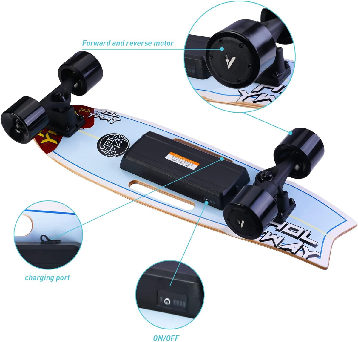 Electric Skateboard with Remote Control, 350W Hub-Motor, 13 MPH Top Speed, 5.5 Miles Range V7238
