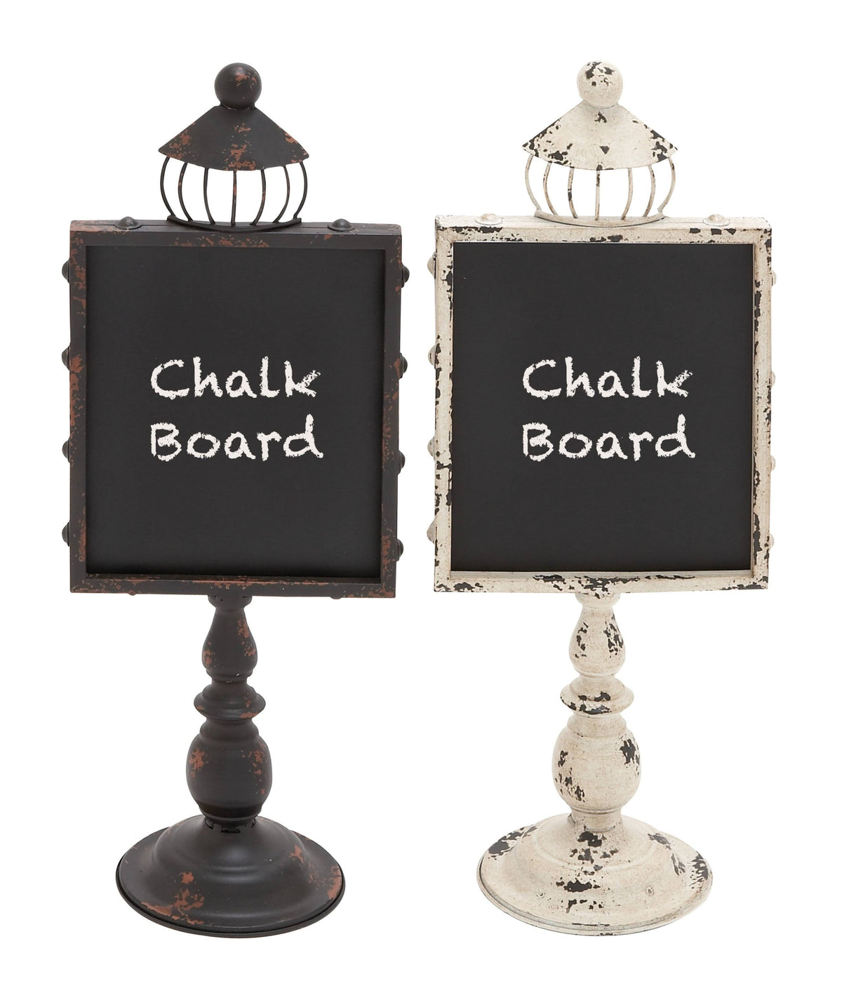 Set of Twin Black and Pink Metal Wood Blackboard Q26849
