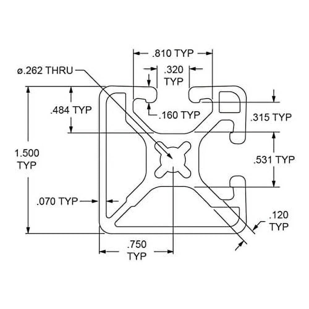 1.5" X 1.5" Double Channel Aluminum Extrusion 36" Long G6428