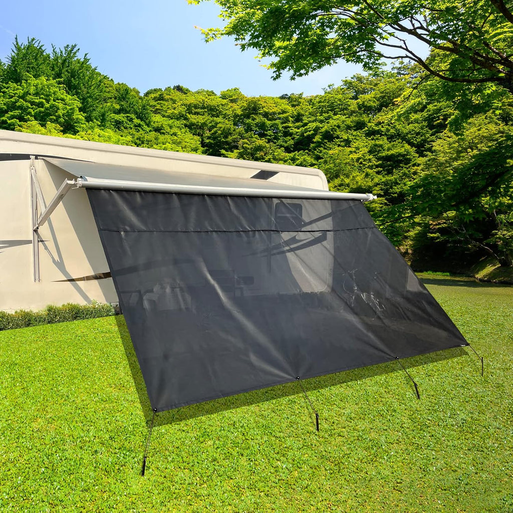 RV Awning Shade Screen with Zipper 8'X18'3'' Universal Sun Shade Screen with Complete Kits I93794