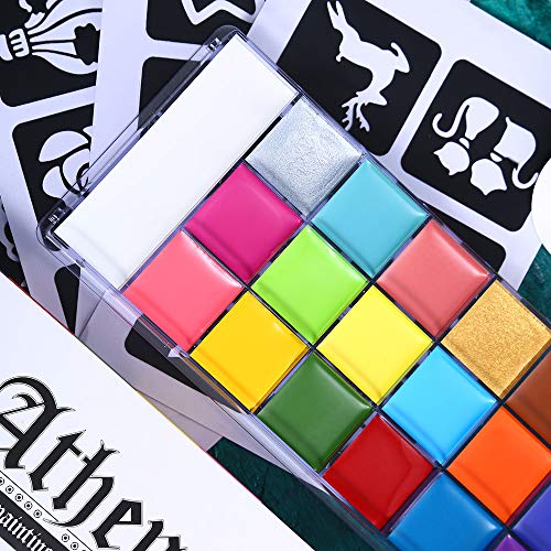 20 Colors Face Body Paint Oil Makeup Set with Mixing Palette and Brushes C1786