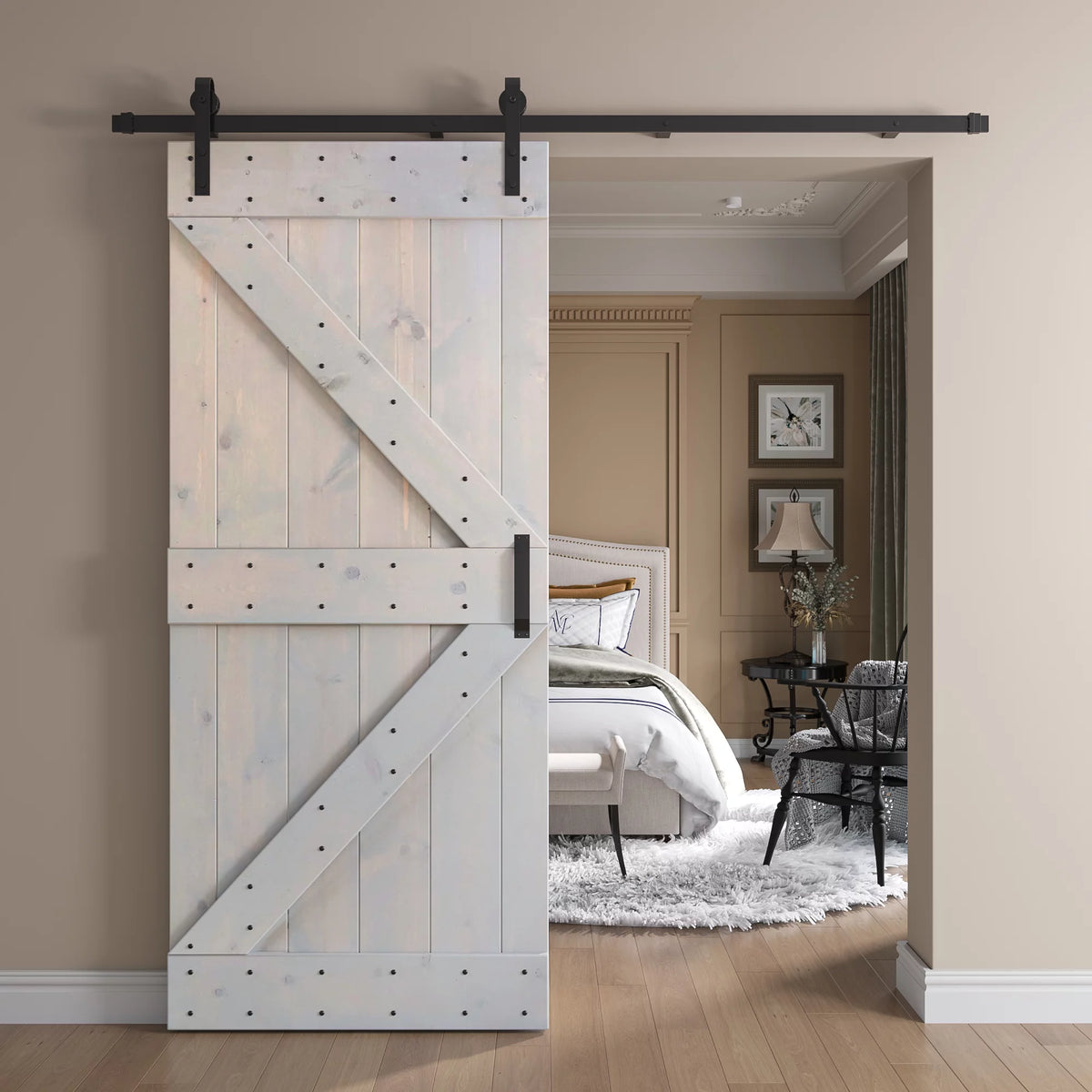 38 in x 84 in Knotty Wood Sliding Barn Door U765