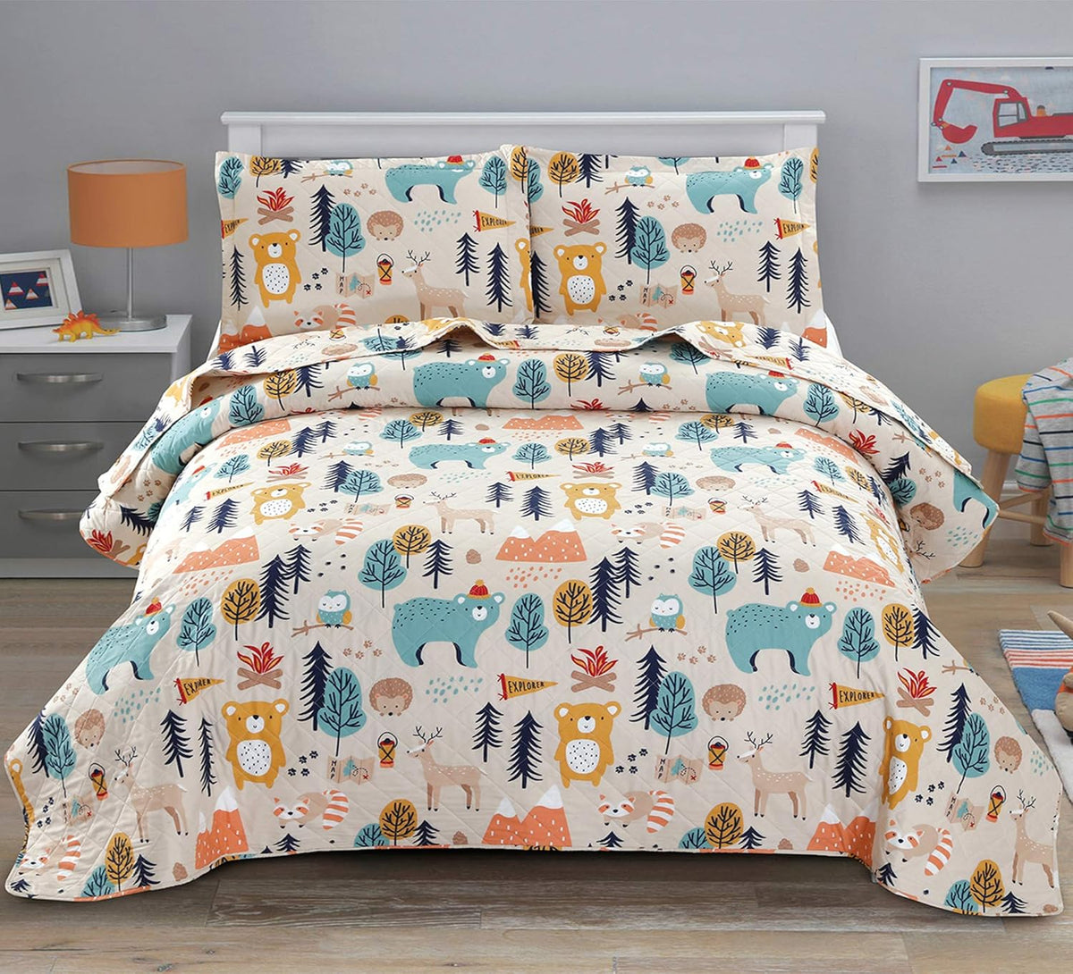 Twin Cartoon Bear Quilt Bedding Set E347