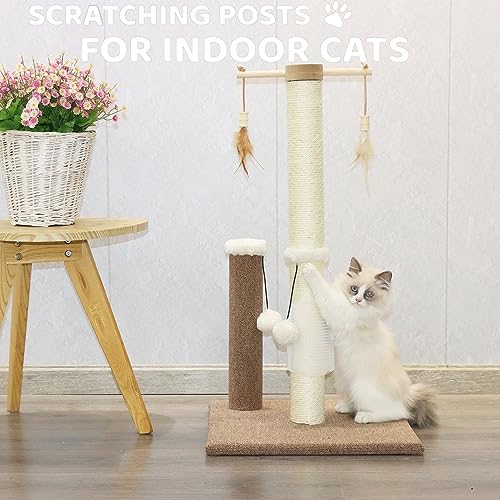 26 inch Sisal Cat Scratching Post with Hanging Ball Toy C1929