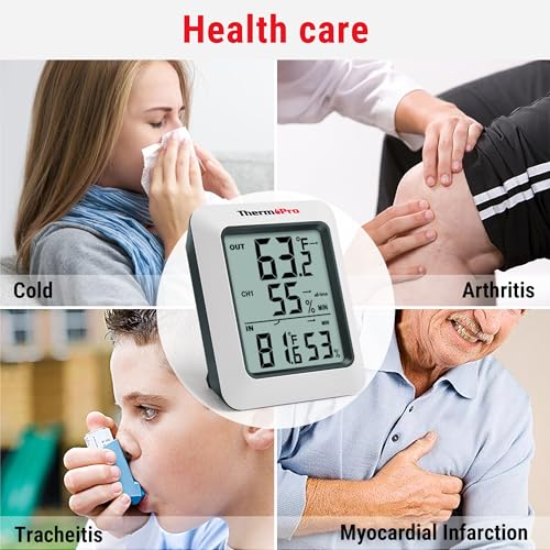 Digital Hygrometer Indoor Outdoor Thermometer Wireless Temperature and Humidity Gauge Monitor with 500ft Range T369