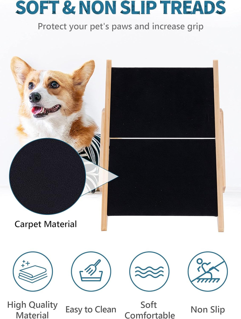 2 in 1 Foldable Wooden Non Slip Pet Stairs T500