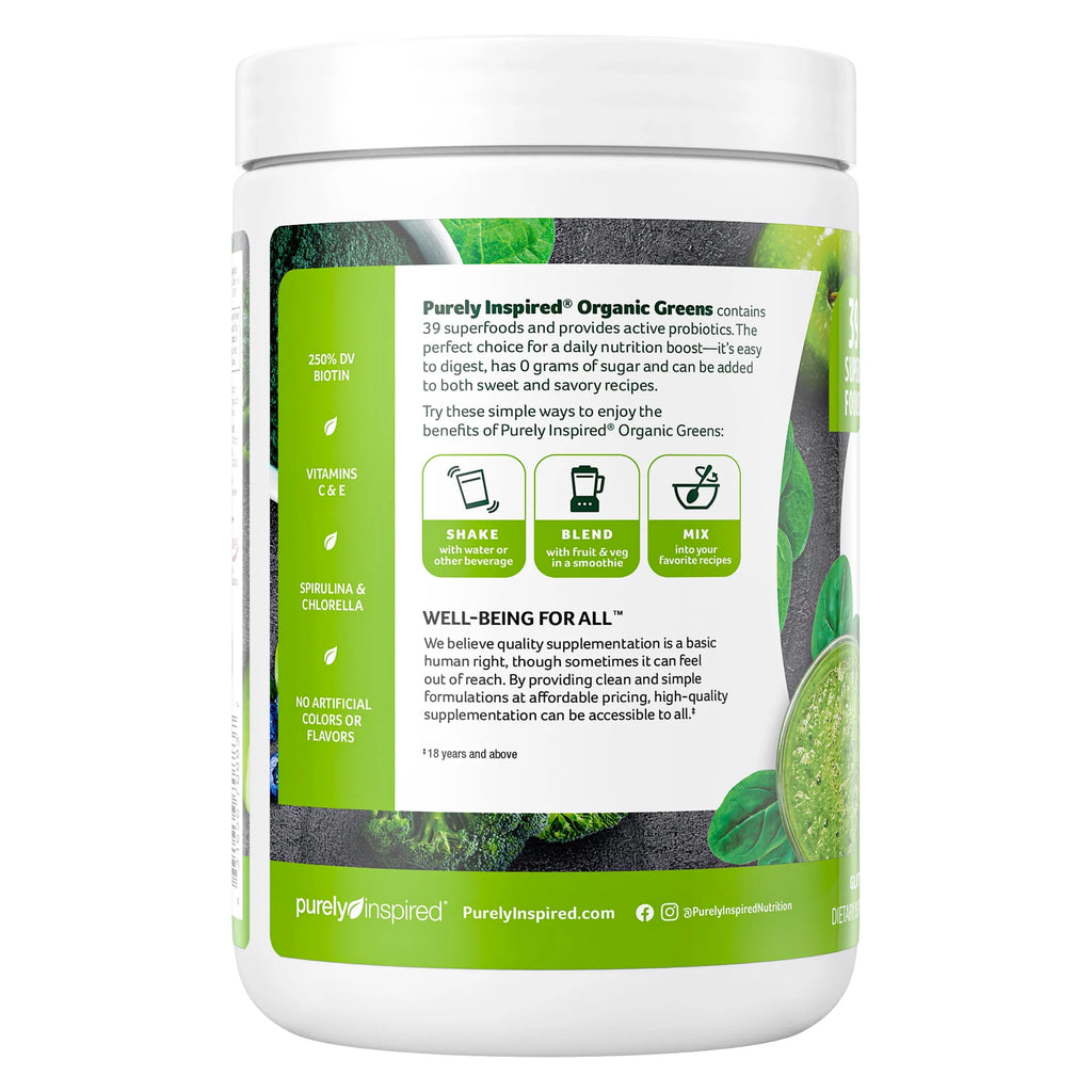 Organic Greens Superfood Supplement Powder Blend, Unflavored, 8.57 oz, 24 Servings A152467