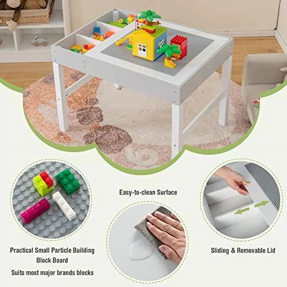 2 in 1 Toddler Wooden Activity Table with Paper Roll White T4880