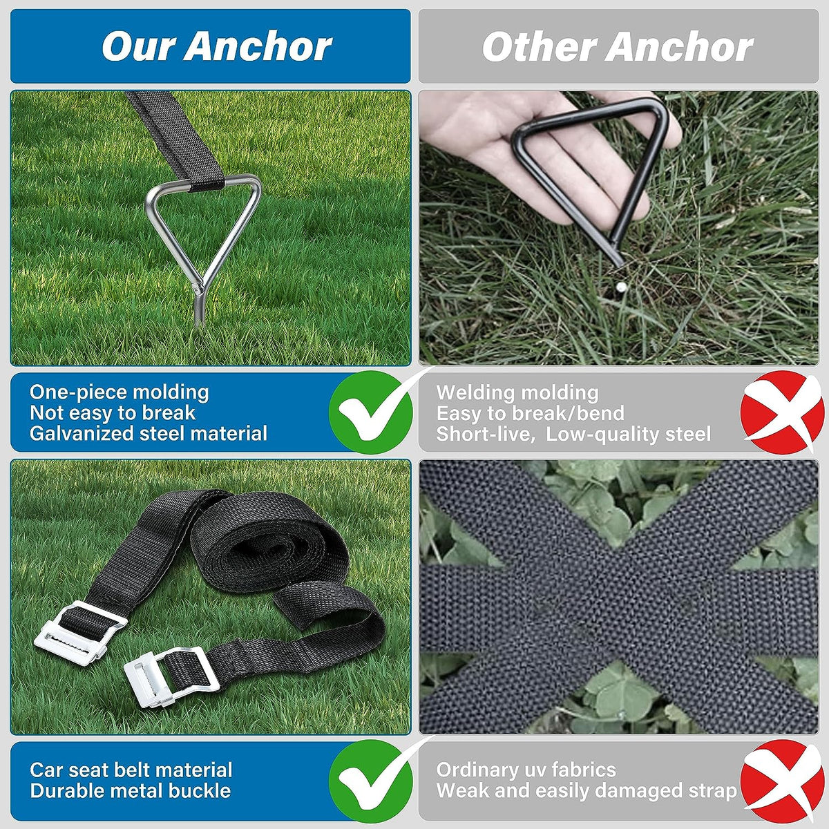 Corkscrew Shape Steel Stakes Anchor Kit with T Hook Y4897
