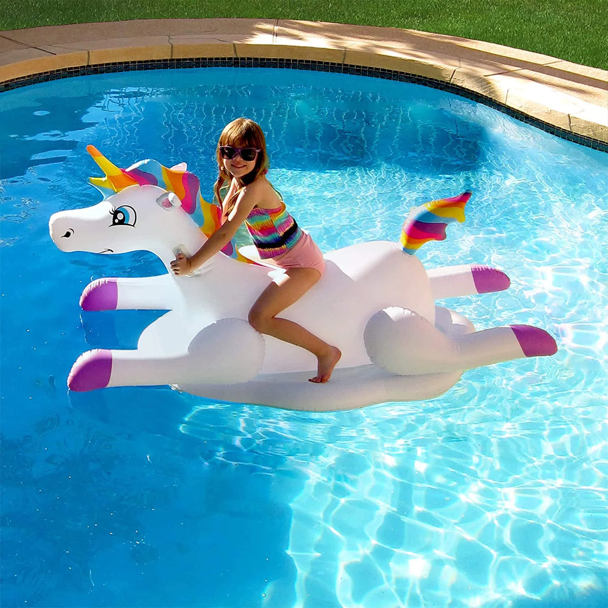 Rainbow Unicorn Inflatable Pool Float Y573