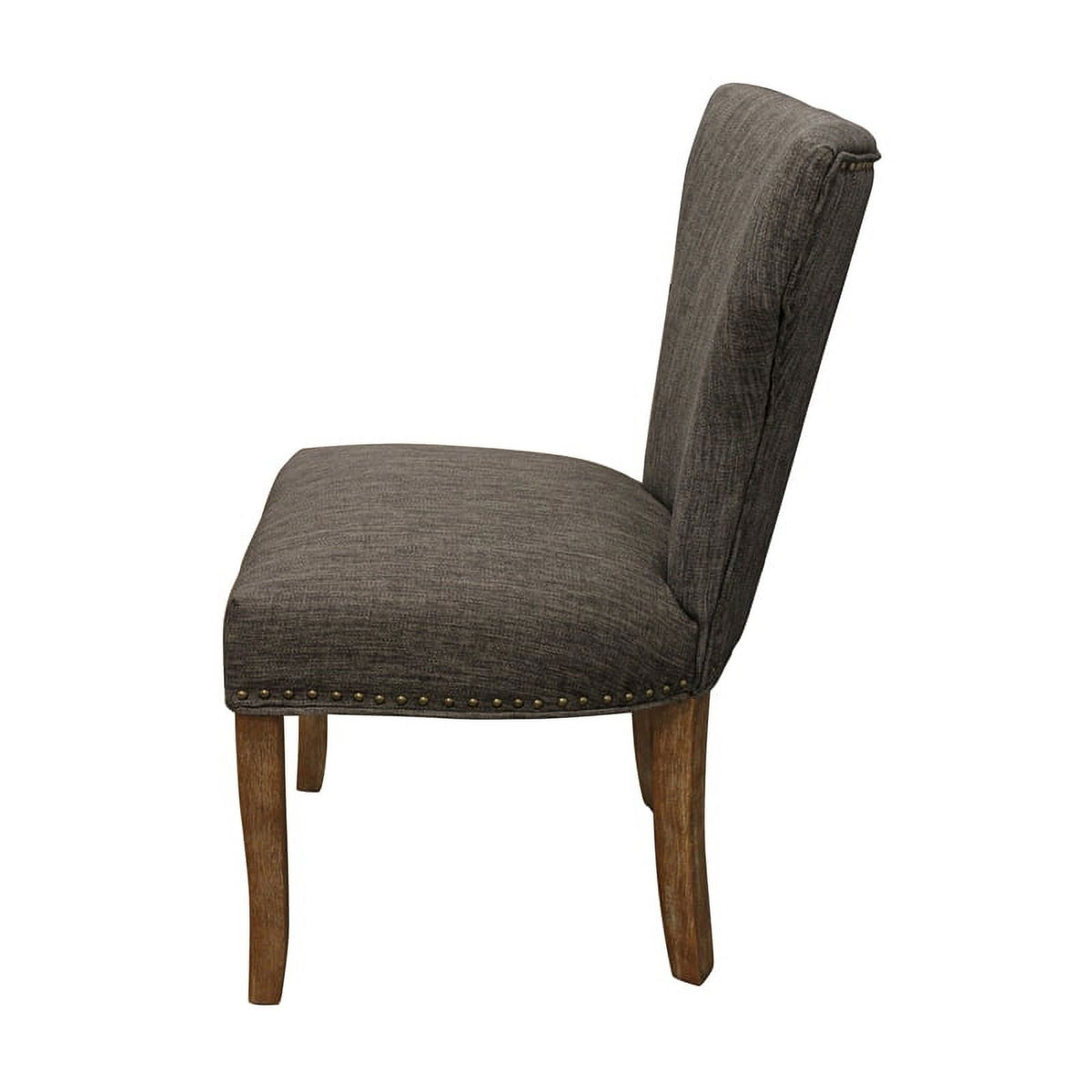 22" Mid-Century Linen Fabric Solid Wood Side Chair in Dark Gray Set of 2 B272