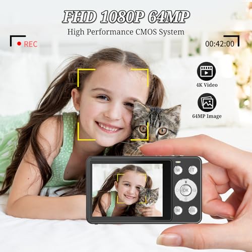 4K 64MP Compact Point and Shoot Digital Camera with 64GB Card F6912