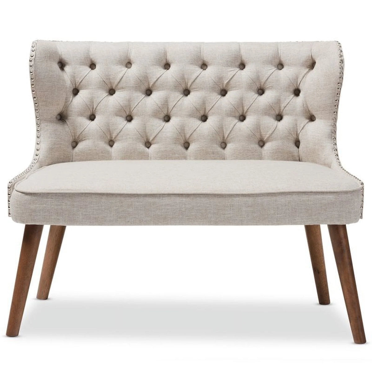 Mid-Century Upholstered 2-Seater Loveseat in Brown V281