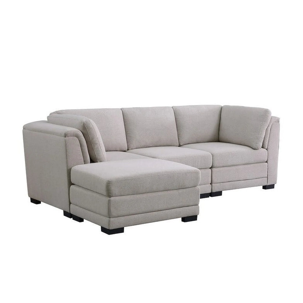 Light Gray Linen Reversible Sectional Sofa with Ottoman L7904