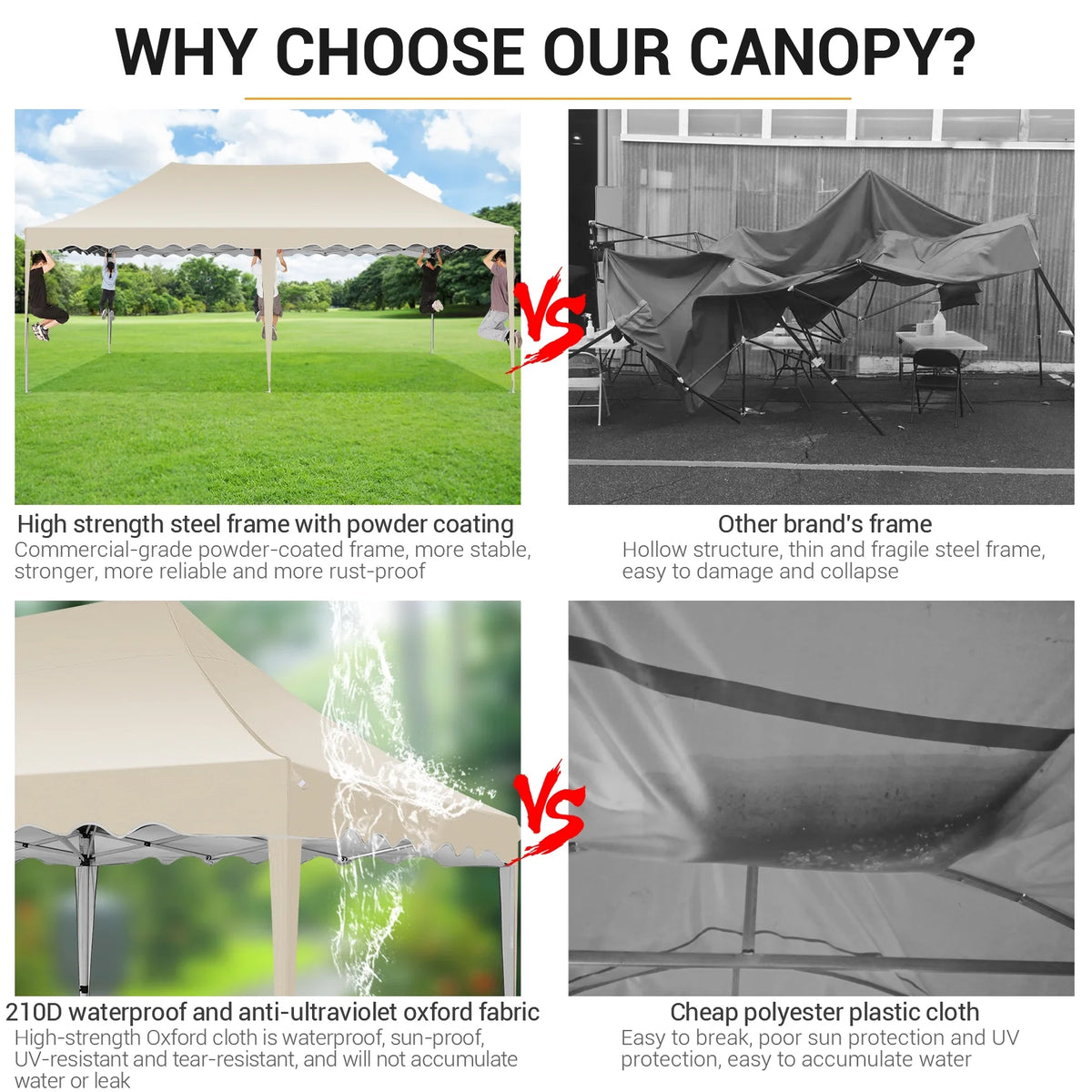 10' x 20' Pop up Canopy Tent with 6 Removable Sidewalls & Carry Bag F2199