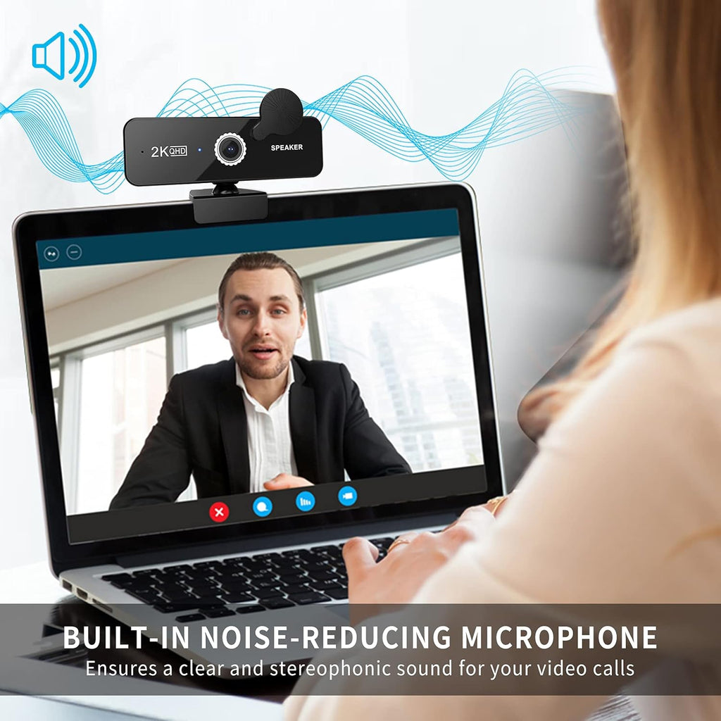2K QHD USB Webcam with Dual Microphones and Speakers, Pack of 2 R6312