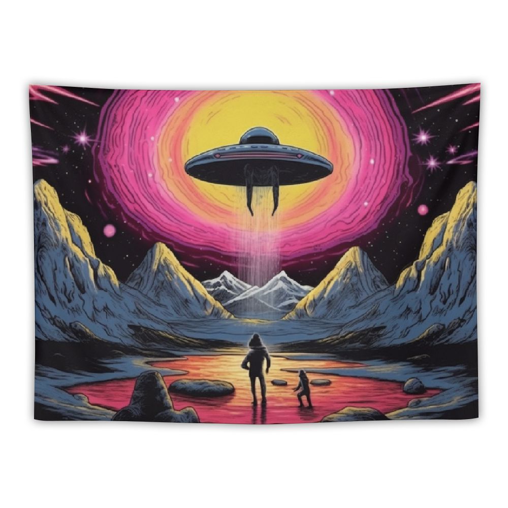 UFO Astronaut Galaxy Space Wall Art Tapestry W8182