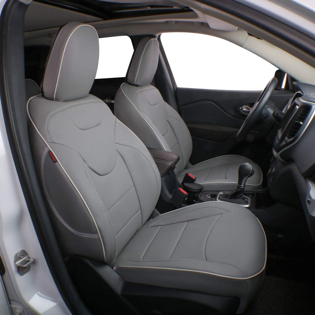 Custom Fit Full Set Car Seat Covers Leatherette Black/Gray S1684