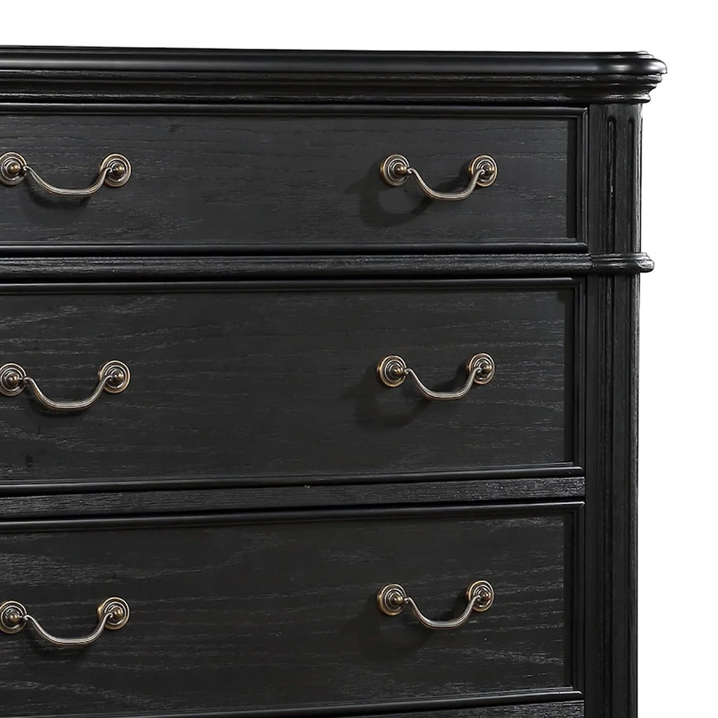 Black 5 Drawer Wood Dresser R5122