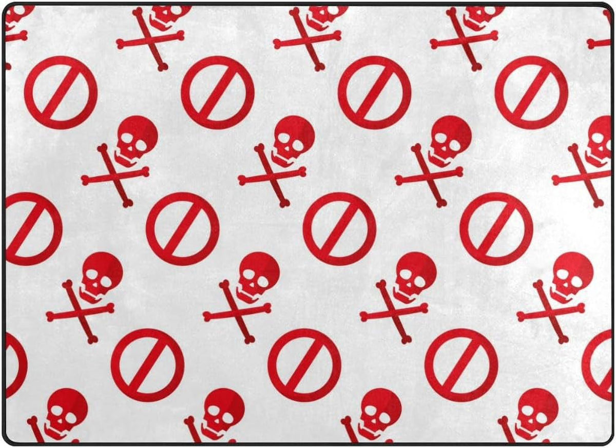 Red Darger Skull Symbol Lightweight Carpet Mats, 6'8" x 4'10" Area Soft Rugs Floor Mat Rug Z8861