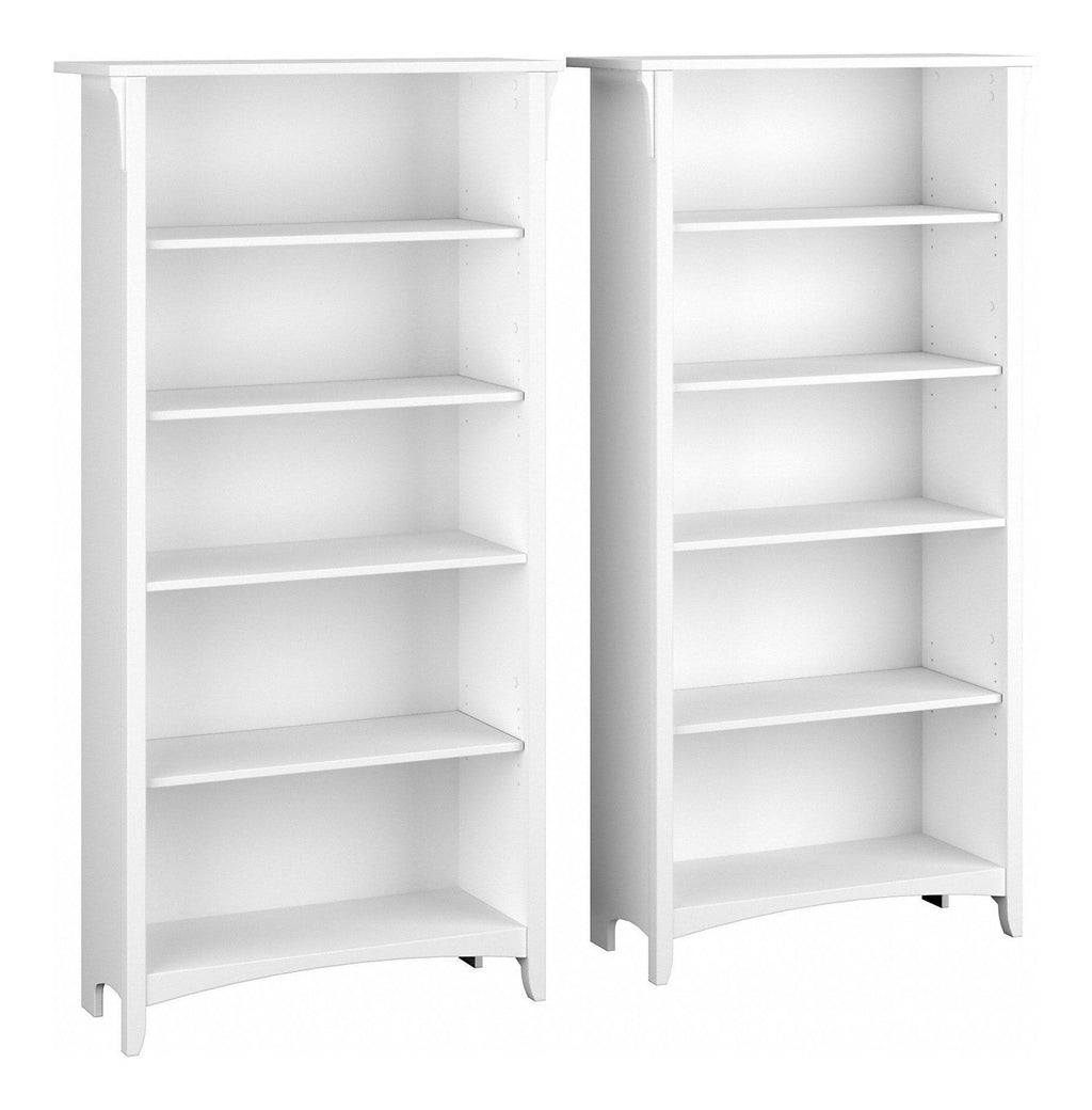 Pure White and Shiplap Gray 5 Shelf Bookcase Set of 2 M3746