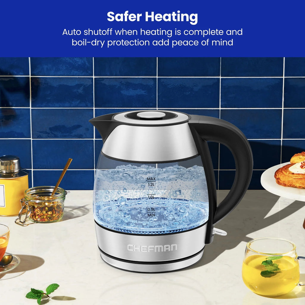 Glass Kettle, 1.2 Liter, 1500 Watts, Stainless Steel S156639
