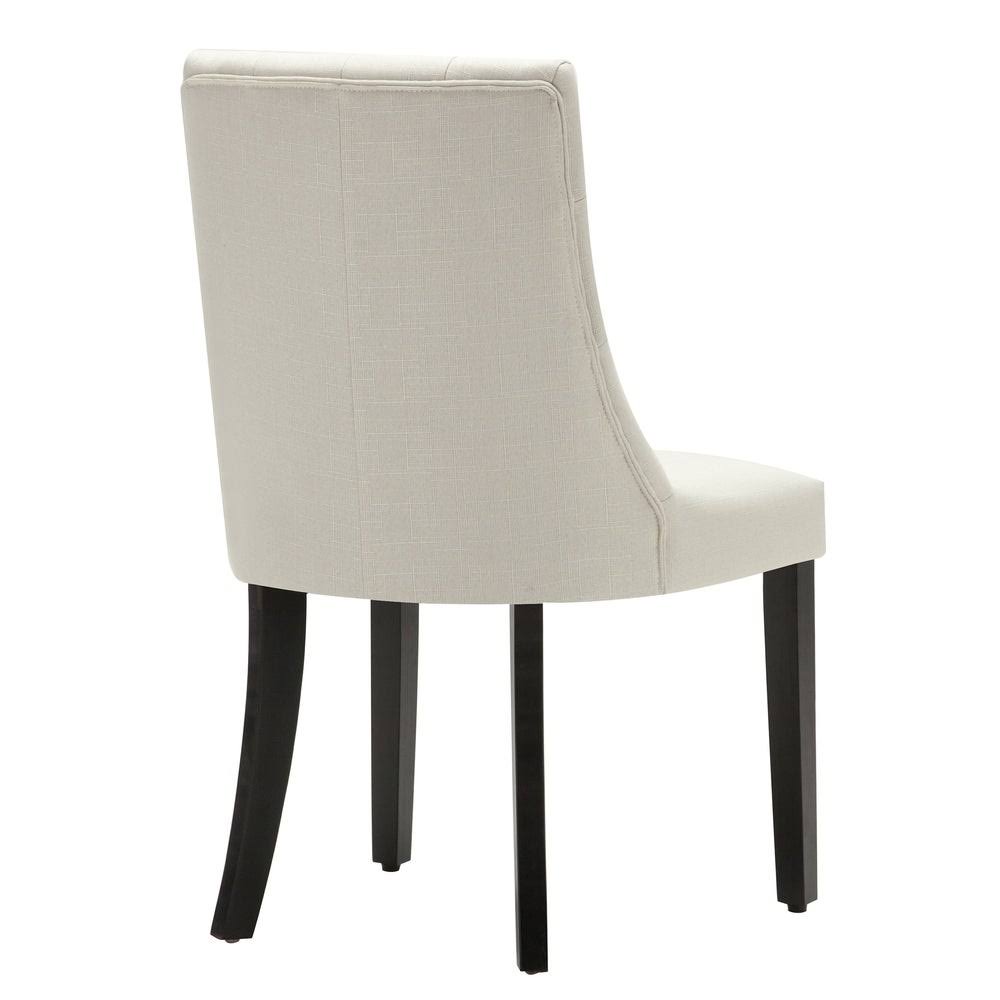 Brown Linen/Wooden Roll-Top Tufted Dining Chair (Set of 2) Z864949