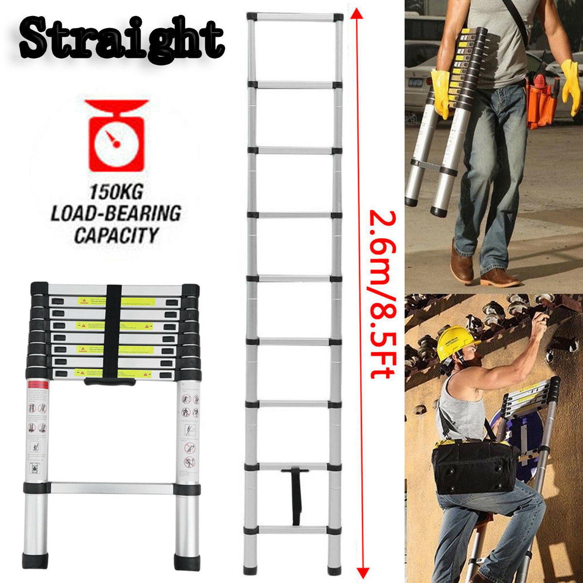 Aluminum Telescoping Ladder 8.5FT Extension Ladder G28620