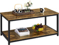2-Tier Wood Coffee Table with Storage Shelf Metal Frame G997